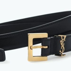 AUTHENTIC YSL CASSANDRE BELT SQUARE BUCKLE IN GRAINED LEATHER. Size: 100-110